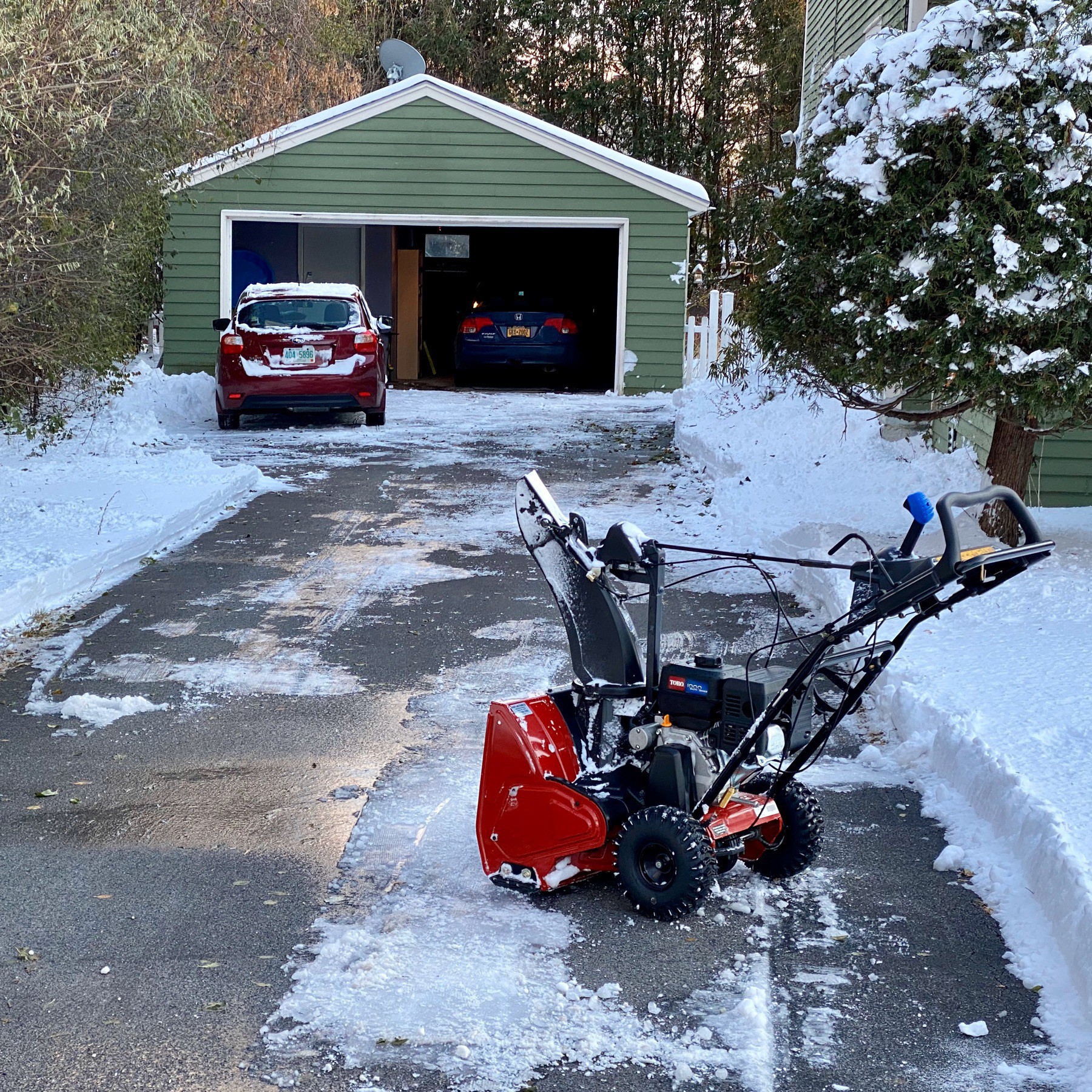 snowblower on cleared driveway
